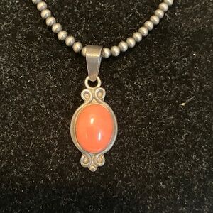 Coral sterling Silver pendant
